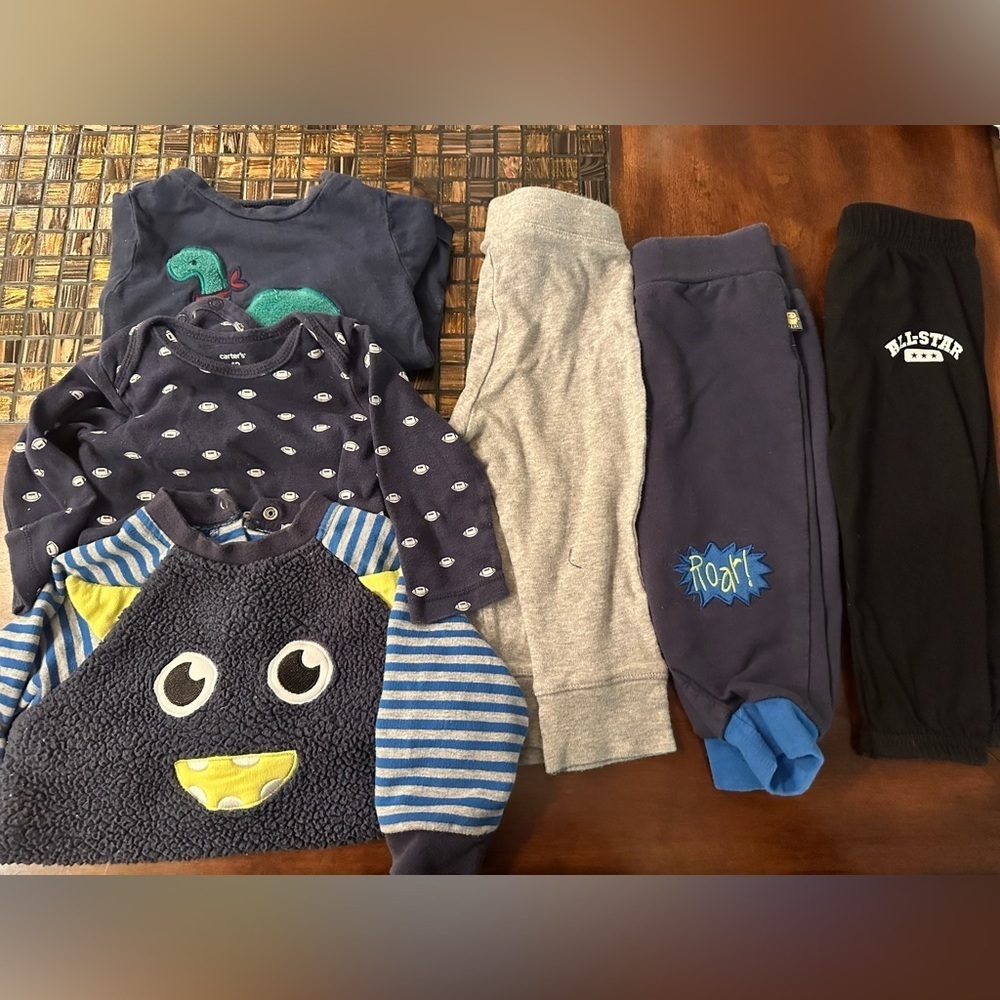 Boys 12 month winter clothes bundle long sleeve tee shirts joggers football